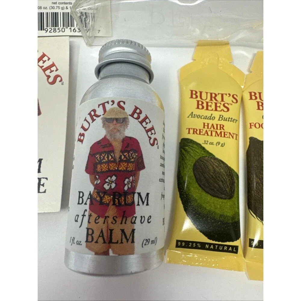 VTG 4pc BURT'S BEES Bay Rum Grooming Kit Travel Size Aftershave Balm Cologne Cre